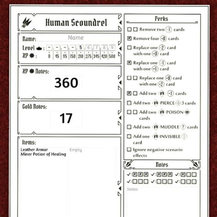 Download Free Gloomhaven Character Sheets PDF for Online Play