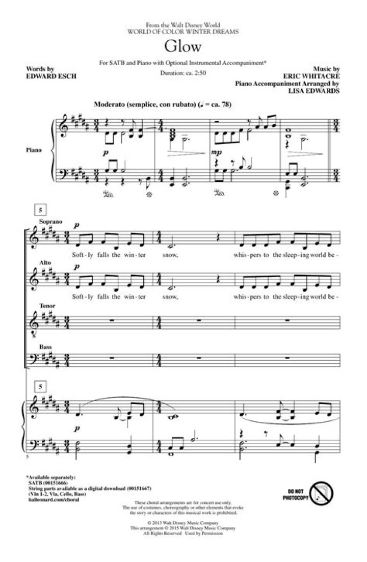 Eric Whitacre Glow Sheet Music PDF – Download Free Sheet Music