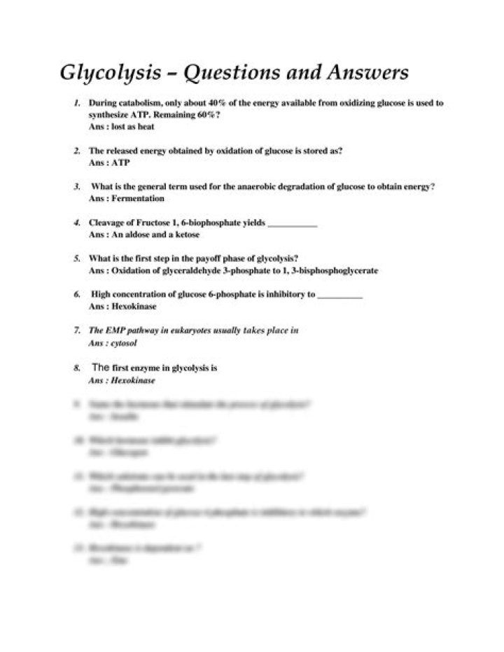 Glycolysis Questions and Answers PDF: Master Metabolism with Ease