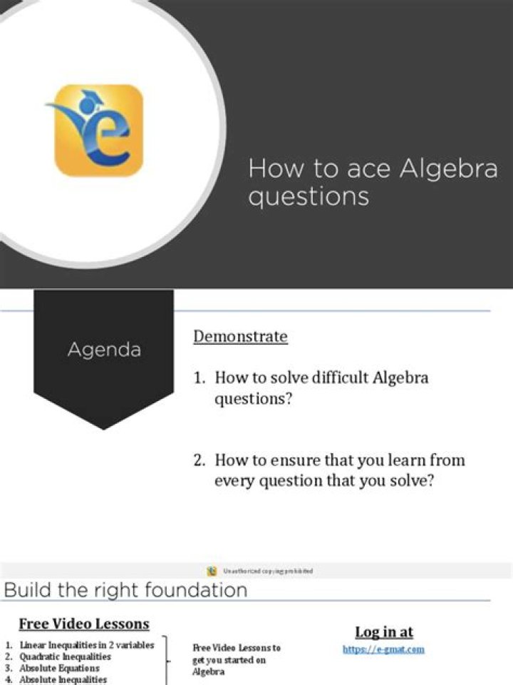 Free GMAT Algebra Questions PDF Download