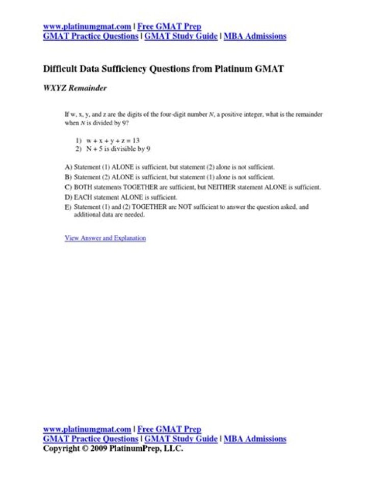 Top Gmat Data Sufficiency Questions PDF Guide: Master GMAT Quant Skills