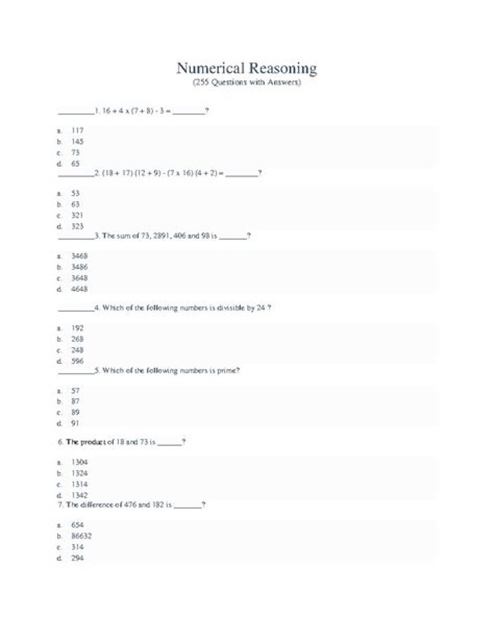 Free Gmat Numerical Reasoning Questions & Answers PDF