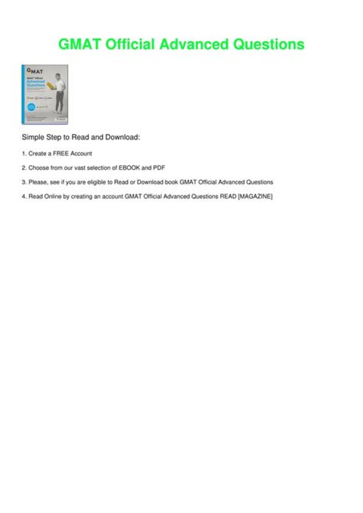 Gmat Official Advanced Questions PDF – Practice Test & Strategy Guide