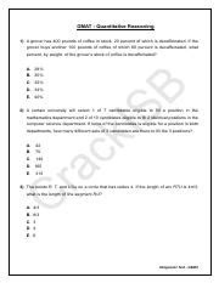 GMAT Quantitative Reasoning Questions & Answers PDF