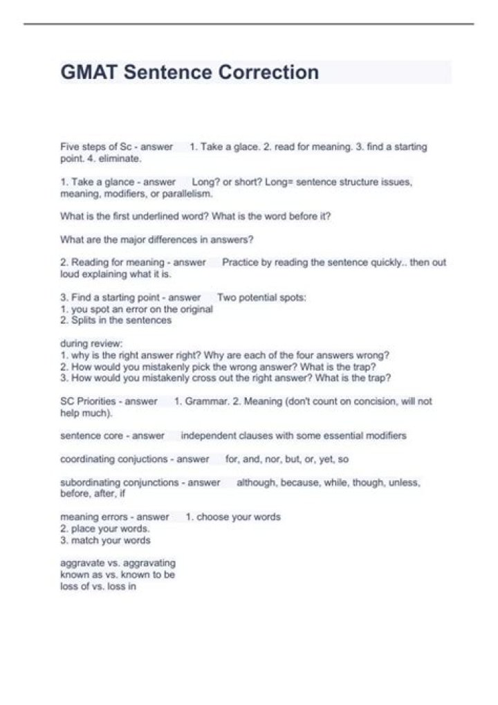 Gmat Sentence Correction Questions with Answers PDF – Master GMAT Grammar