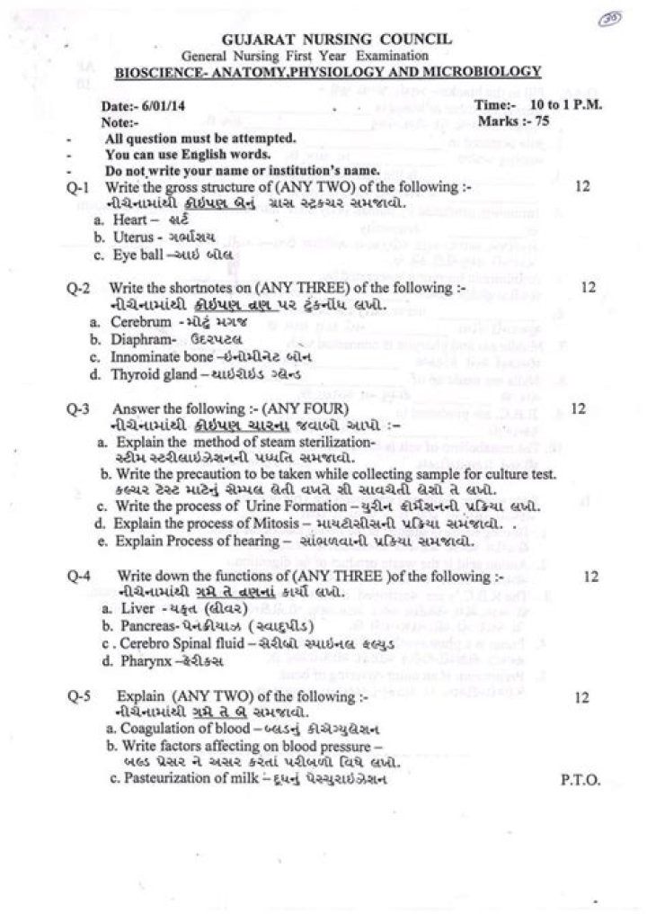 GNM Nursing Entrance Question Paper PDF: Download Exam Sample