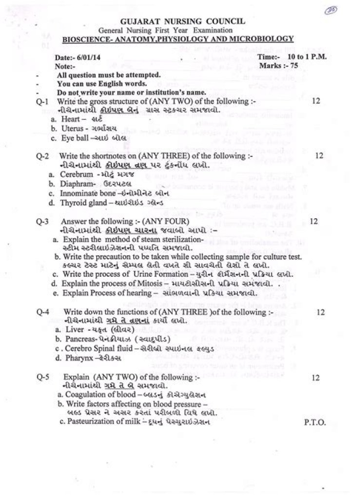 GNM Nursing Entrance Question Paper PDF – Download Free Entrance Exam Sample