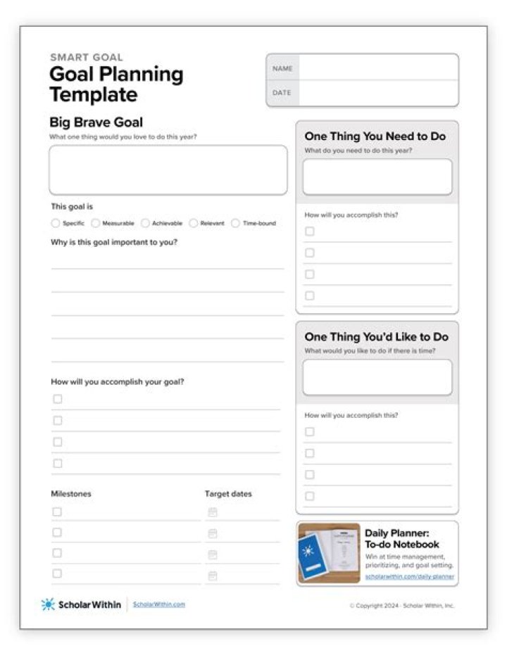 Goal Setting Worksheet for Elementary Students PDF – Free Printable