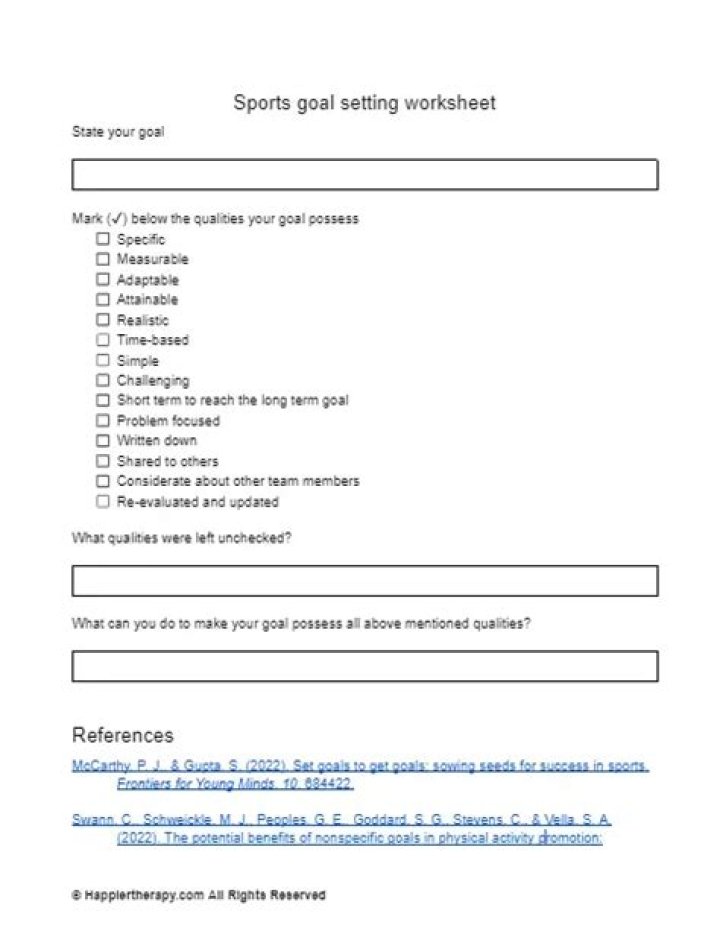 Goal Setting Worksheet for Sports Psychology – Master Your Performance with PDF