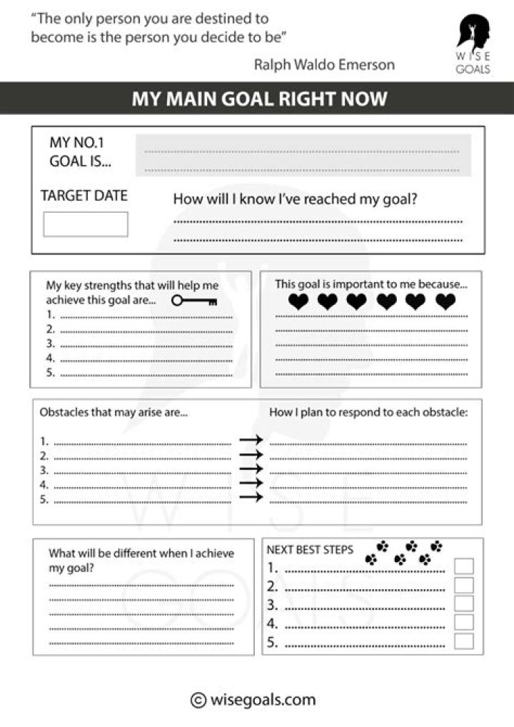 Free Goals PDF Worksheet to Track Your Objectives