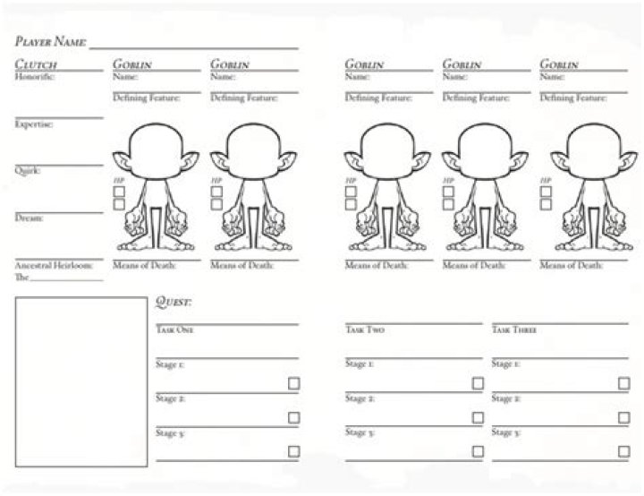 Free Goblin Quest Character Sheet PDF – Instant Download