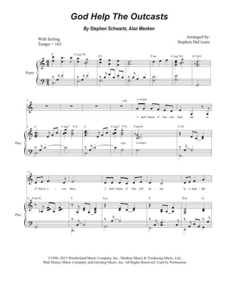 God Help the Outcasts Broadway Sheet Music PDF – Free Download