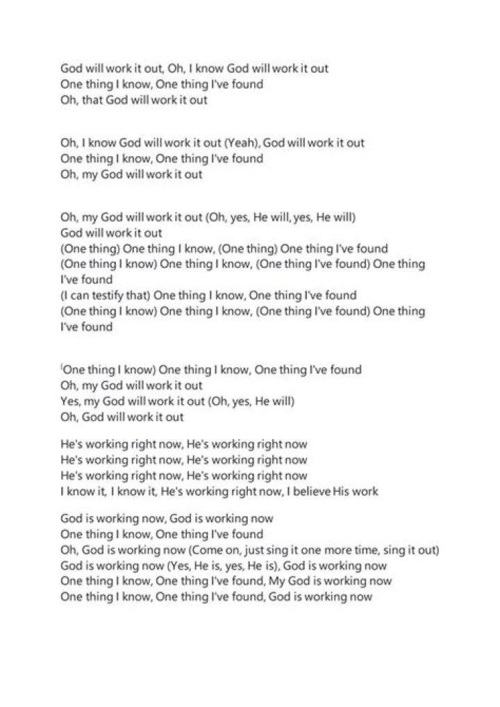 Free God Will Work It Out Sheet Music PDF Download