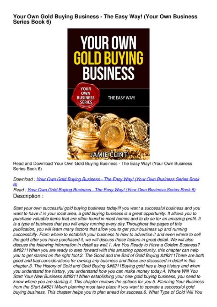 Gold Buying Business Plan PDF: Step-by-Step Guide to Launching Your Gold Investment Venture