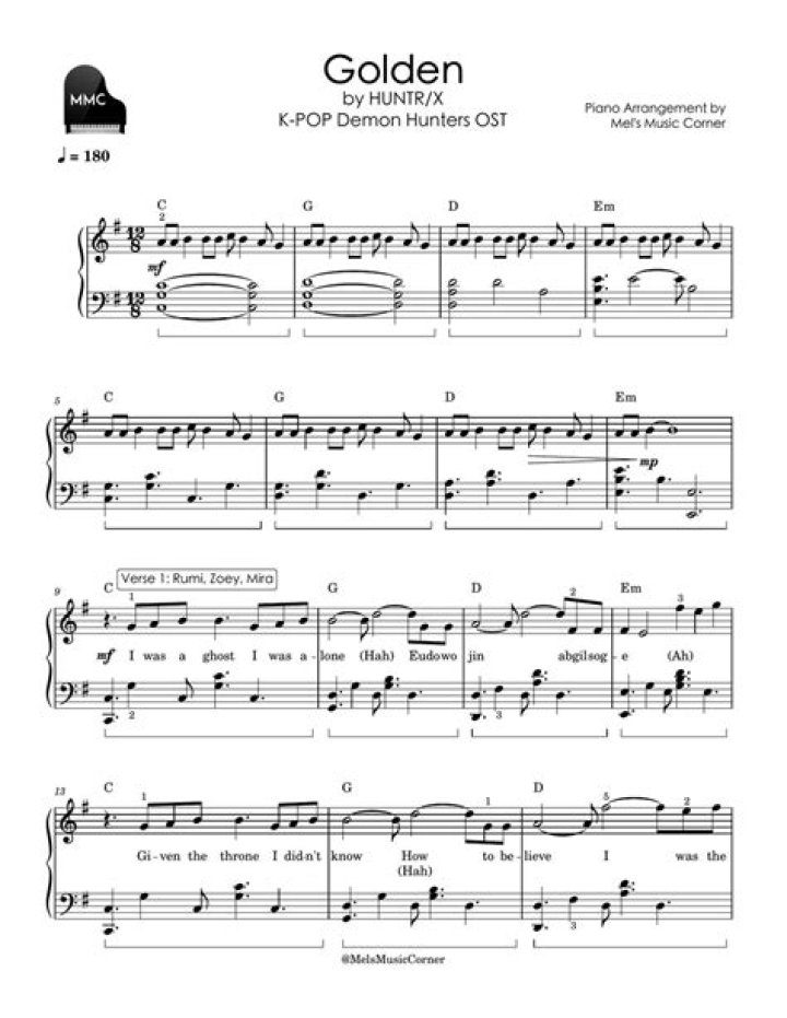 Download Golden Kpop Piano Sheet Music PDF – Instant Digital Sheet Music