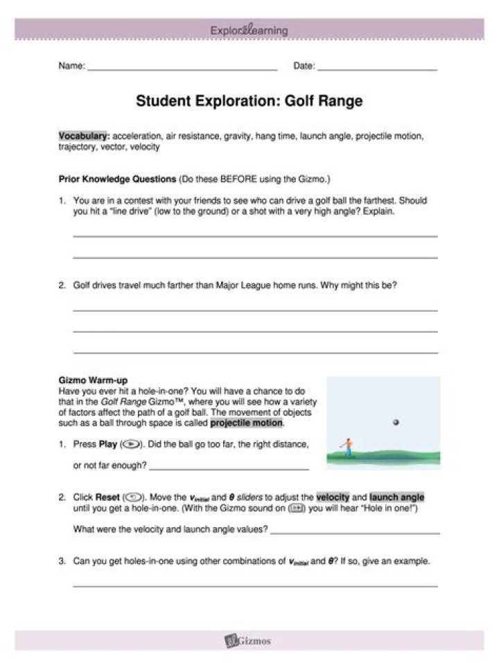 Golf Range Gizmo Answer Key PDF – Perfect Score Guide