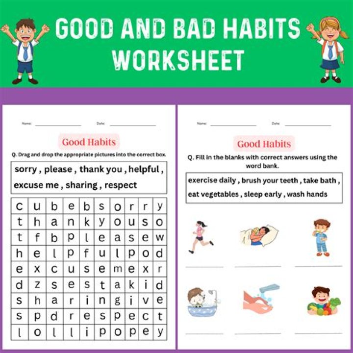 Good Habits Worksheet for Kindergarten PDF – Easy Printable Learning Tool