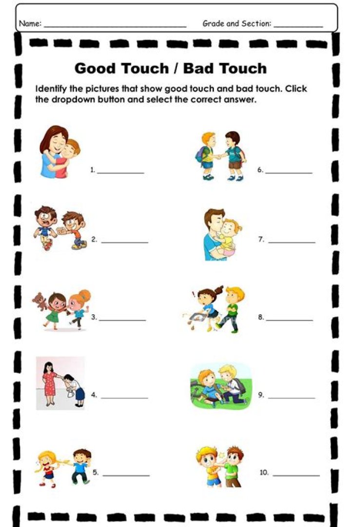 Free Good Touch & Bad Touch Worksheets PDF for Kids - Download Now