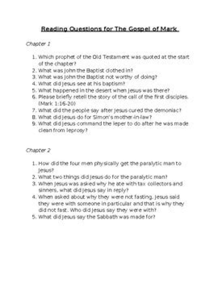 Gospel of Mark Questions & Answers PDF in Tamil – Download Now
