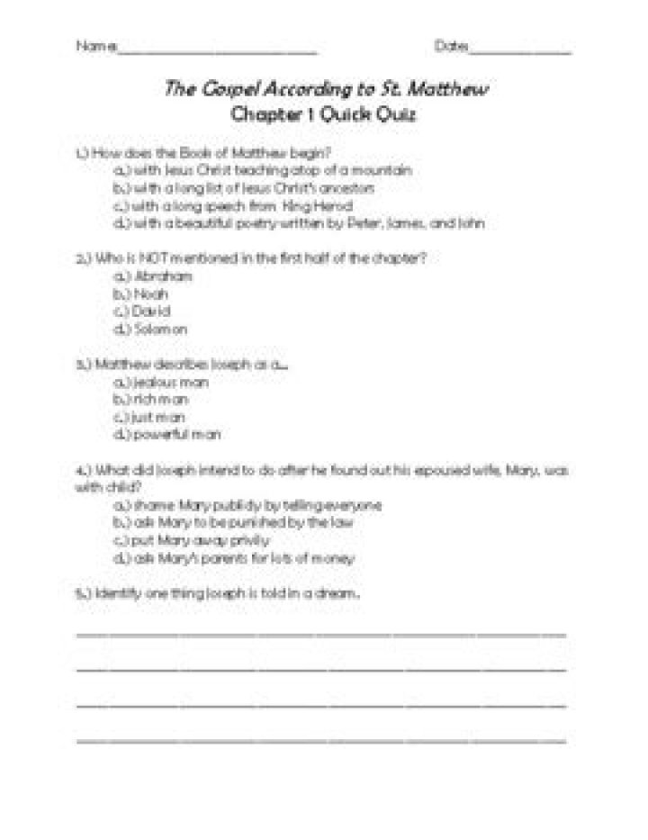 Gospel of Matthew Questions and Answers PDF: Complete Study Guide