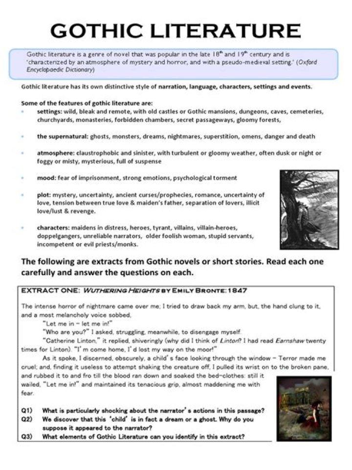 Gothic Literature Worksheet PDF: Analyze Classic Horror Texts