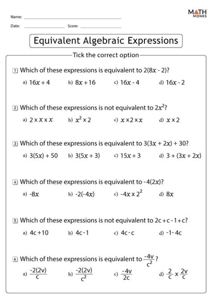 Free Grade 7 Algebra Worksheets PDF – Download Now