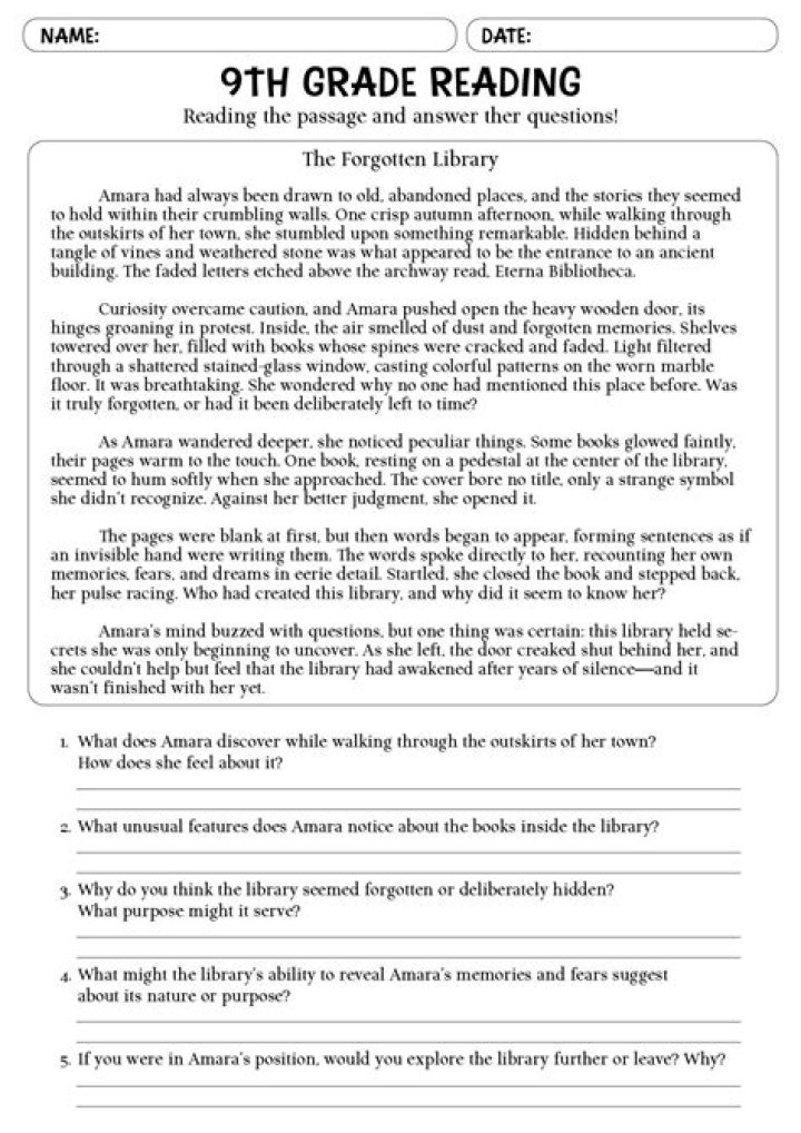 Grade 9 Reading Comprehension Test PDF – Practice & Preparation