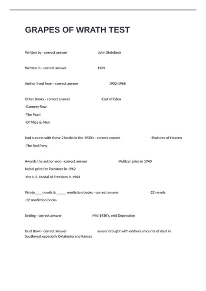 Grapes of Wrath Test PDF: Full Analysis & Study Guide
