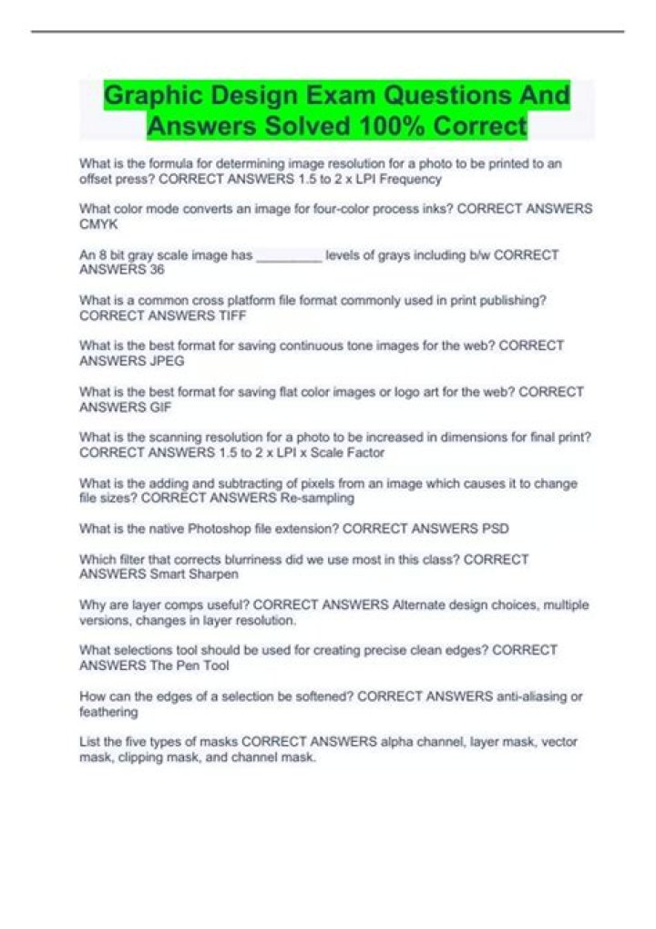 Graphic Design Exam Questions & Answers PDF: Perfect Study Resource