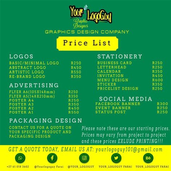 Affordable Graphic Design Price List South Africa – PDF Download