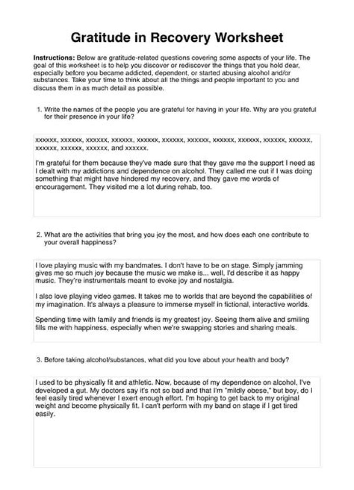 Gratitude in Recovery Worksheet PDF – Heal Through Reflection