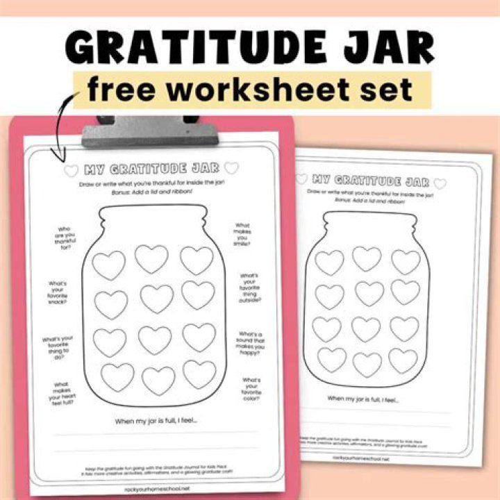 Download Free Gratitude Jar Worksheet PDF for Daily Joy