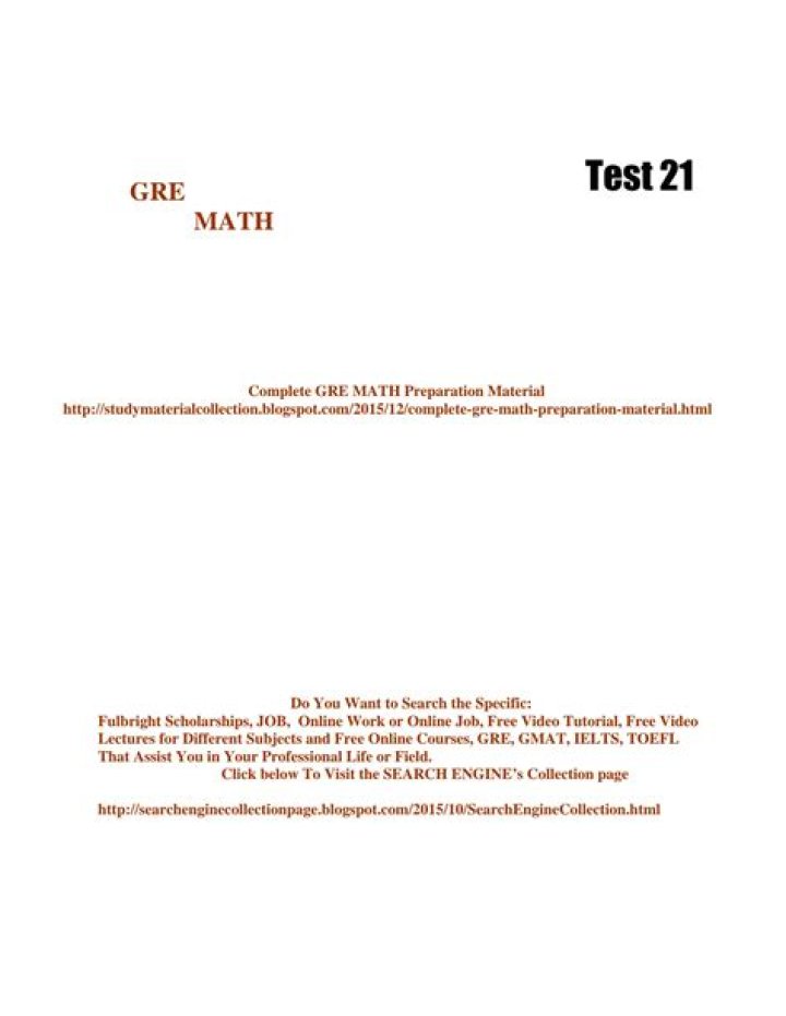 Free GRE Math Practice Test PDF Download Now