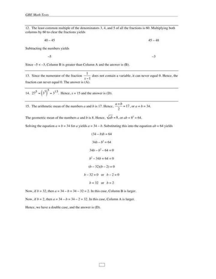 Free GRE Math Questions PDF with Answers