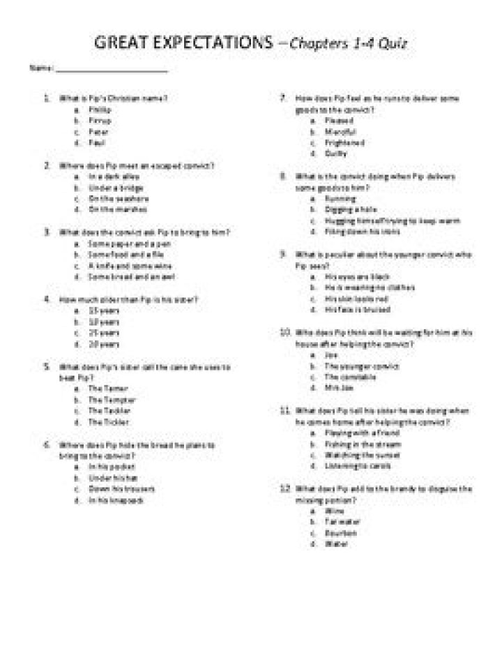 Great Expectations Chapter-by-Chapter Q&A PDF with Answers