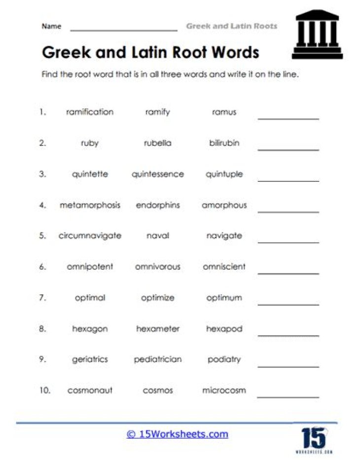 Greek and Latin Roots Worksheet PDF – Learn Key Vocabulary