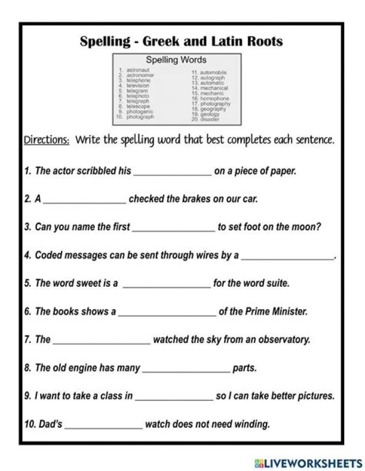 Greek and Latin Roots Worksheets PDF – Free Educational Resources