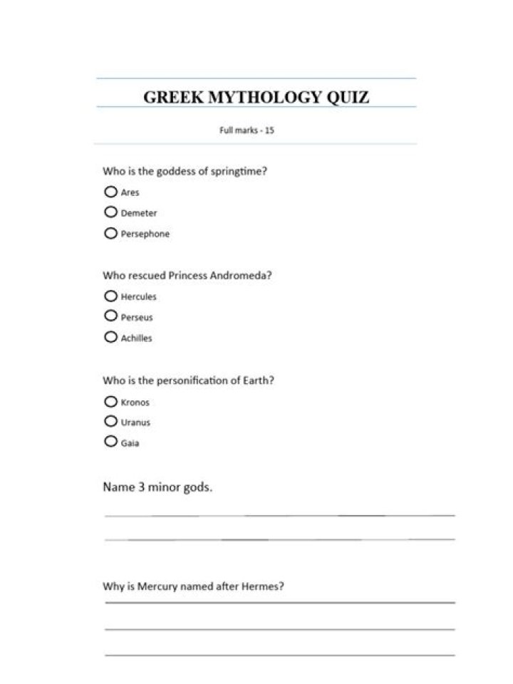 Greek Mythology Test PDF: Perfect Quiz to Test Your Knowledge