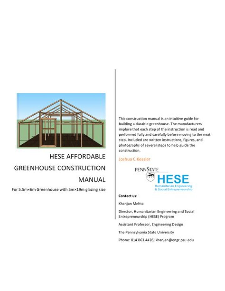 Greenhouse Design and Construction Worksheet PDF for Easy Planning