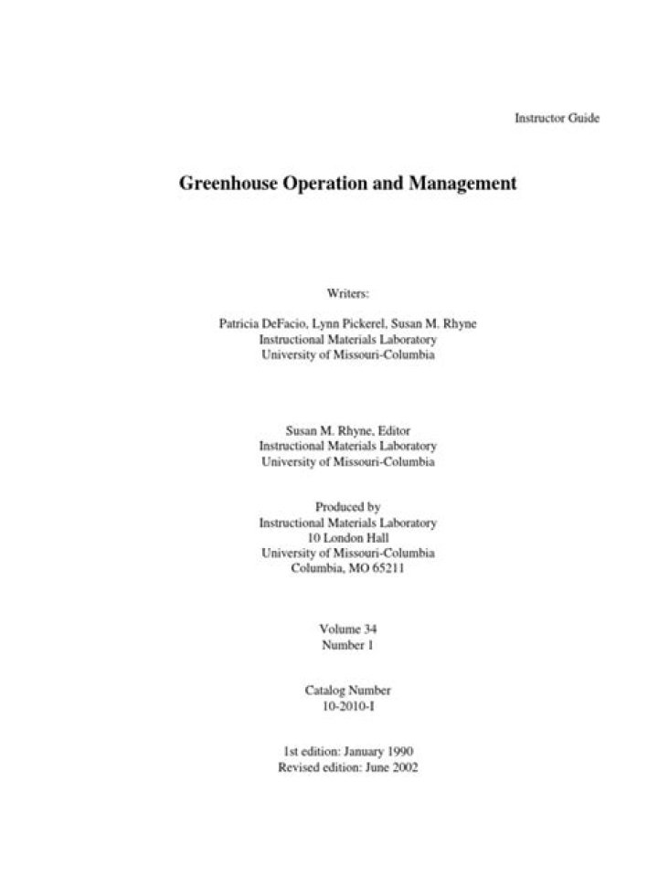 Essential Greenhouse Operation and Management PDF Guide