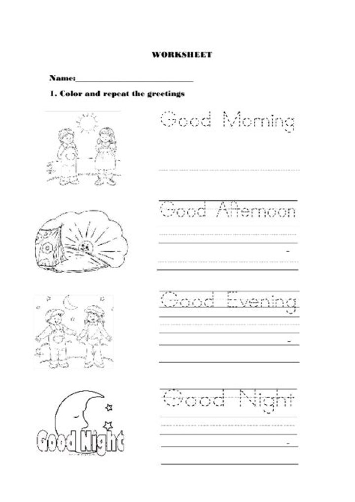 Free Greetings Worksheet for Kindergarten PDF – Instant Download