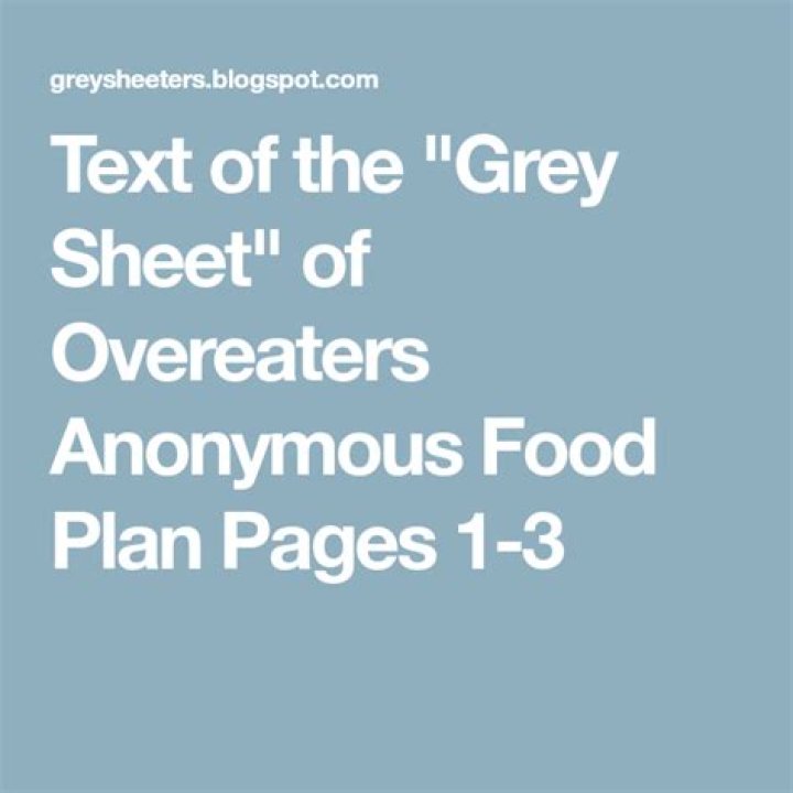 Grey Sheet Greysheet Food Plan PDF: Free Meal Planning Template