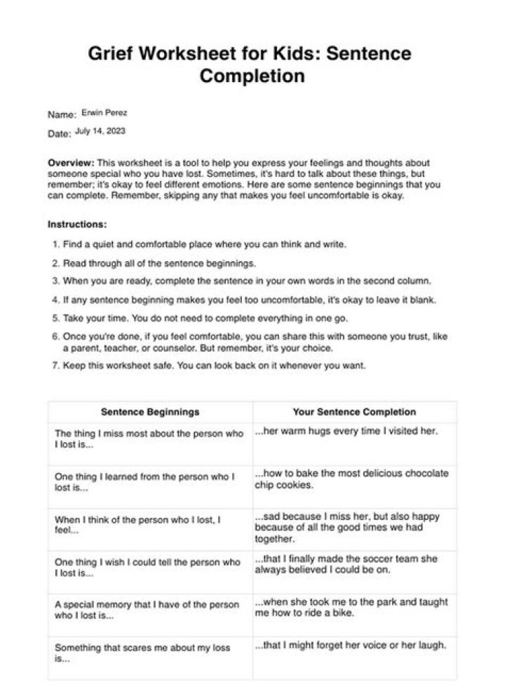 Grief Worksheets for Kids PDF: Help Children Process Loss Safely