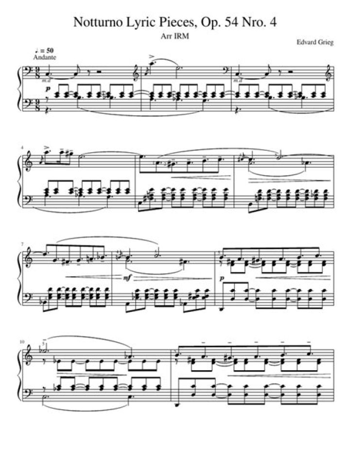 Grieg Nocturno Op 54 No 4 Sheet Music PDF – Download Now