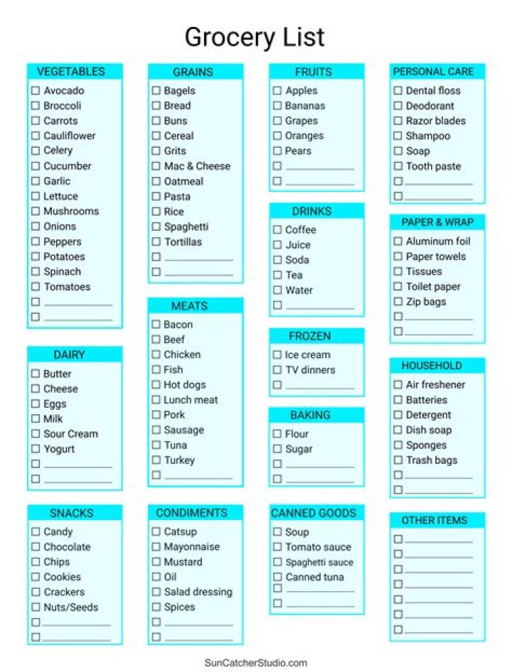 Free Grocery List in Tamil & English PDF Download