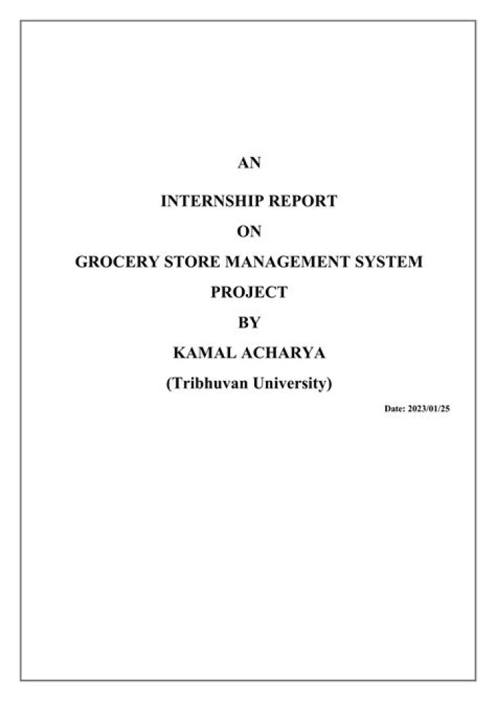 Grocery Store Management System Project PDF Guide