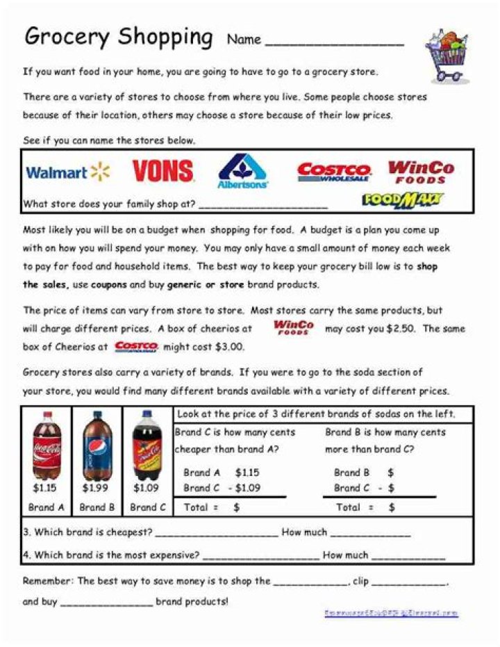 Grocery Store Worksheets for Life Skills: PDF Learning Tools to Build Real-World Confidence