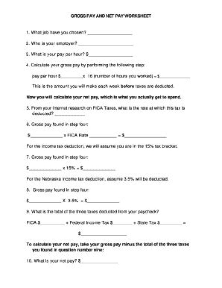 Download Free Gross Pay Worksheet PDF for Accurate Salary Calculation