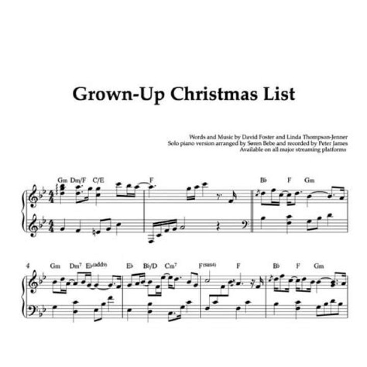 Grown Up Christmas List Piano Sheet Music PDF – Download Now