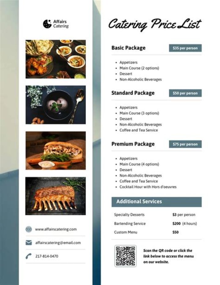 GTS Catering Menu Price List PDF – Instant Download